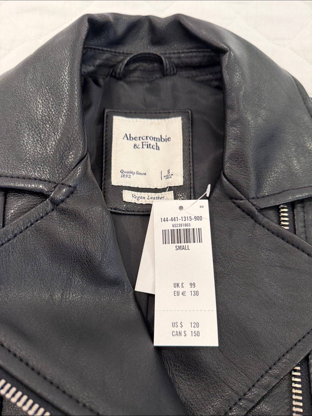 Abercrombie & Fitch Black Asymmetrical Faux Leather Moto Jacket - Picture 3 of 4